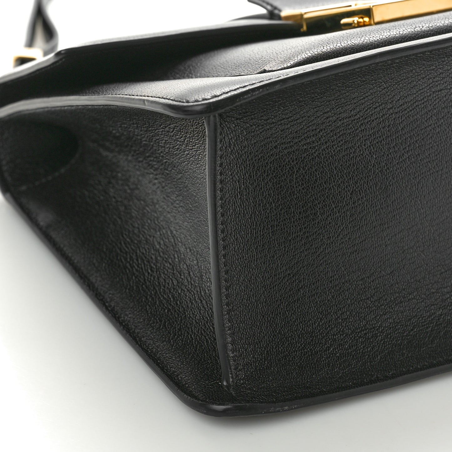 Shiny Goatskin Top Handle Day Bag Black