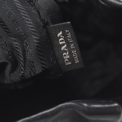 Prada Soft Calfskin Pleated Hobo Black 7 of 12