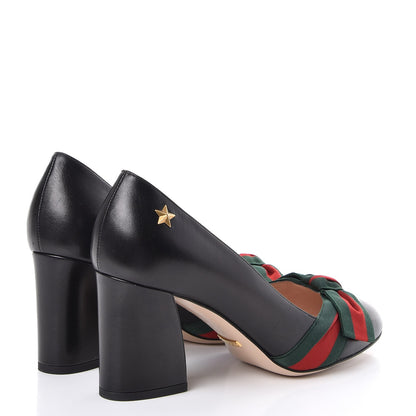 Gucci Malaga Kid Web Bow Aline Pumps 37 Black 4 of 9