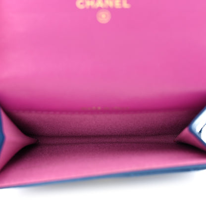 Chanel Lambskin Quilted Flap Card Holder Wallet Blue Pink 5 of 13