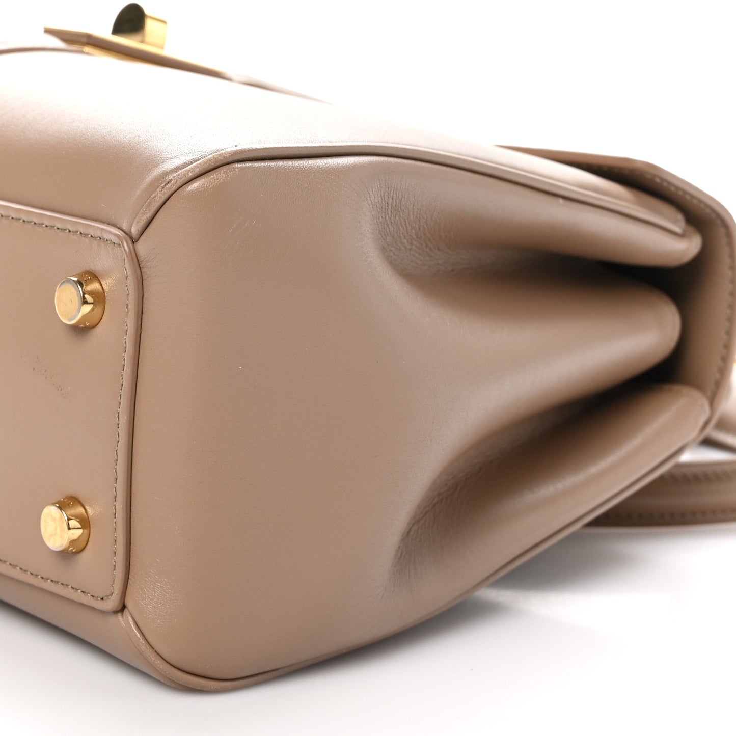 Satinated Calfskin Small 16 Top Handle Bag Beige