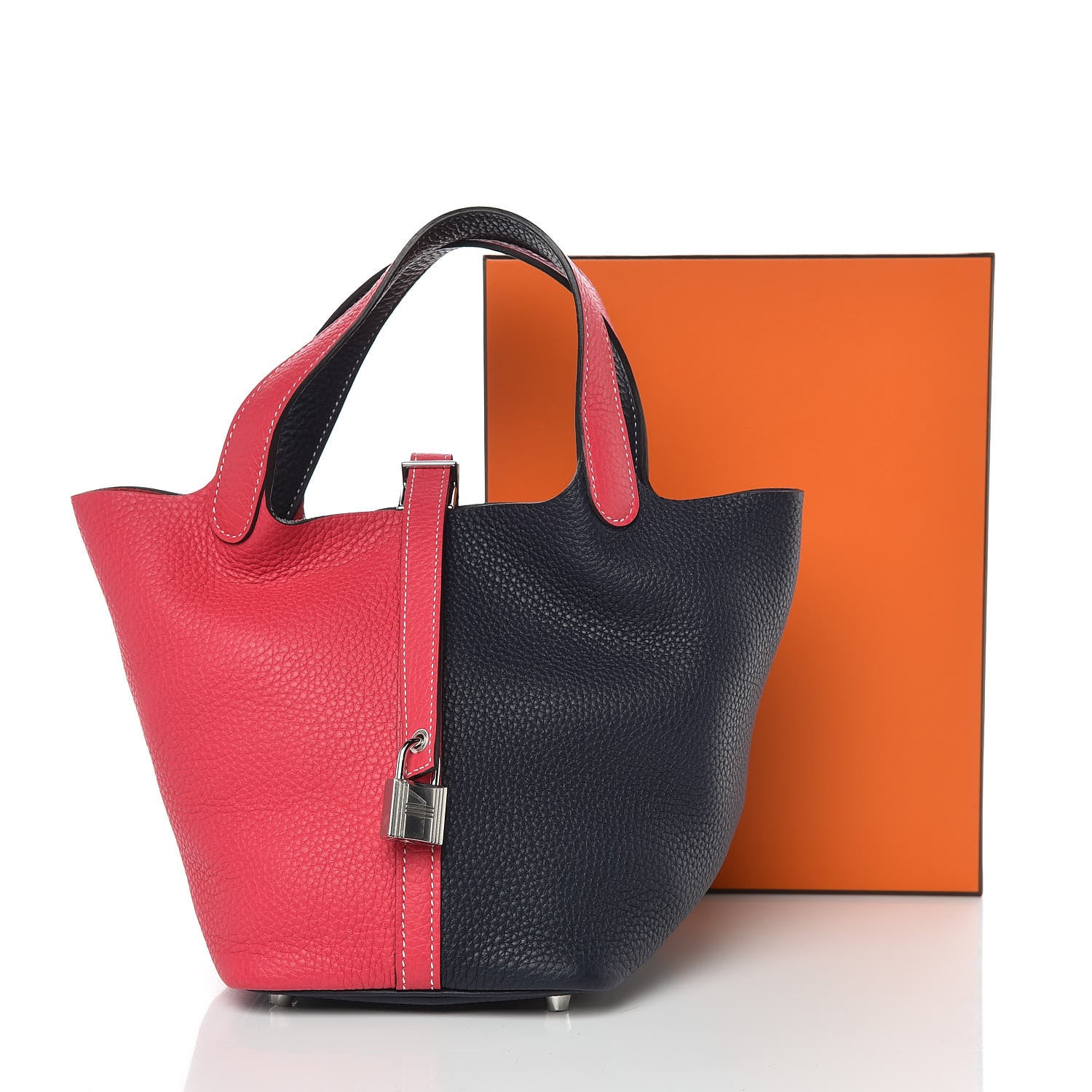 Hermes Taurillon Clemence Casaque Picotin Lock 18 PM Rose Extreme Bleu Nuit 10 of 10