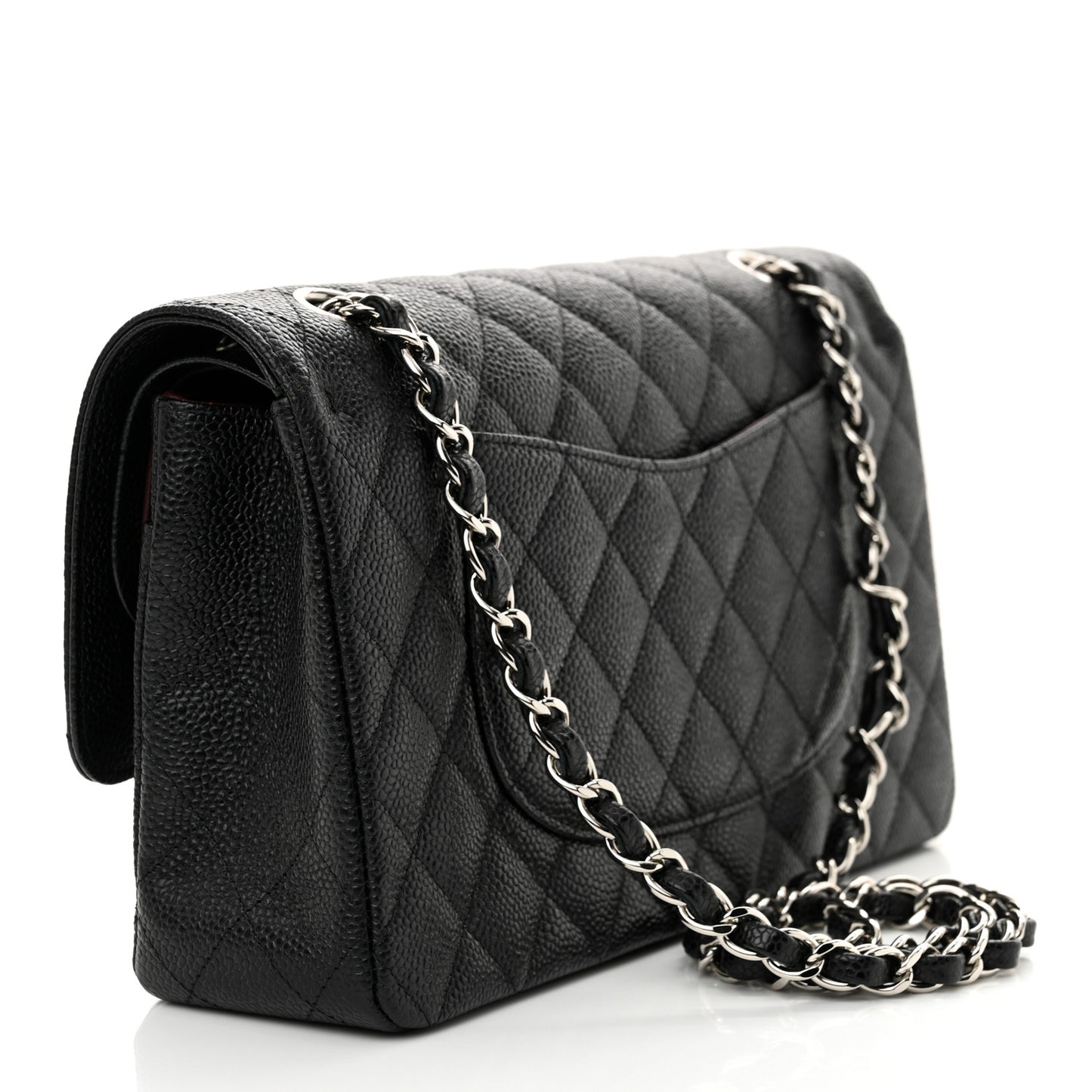Caviar Quilted Medium Double Flap Black