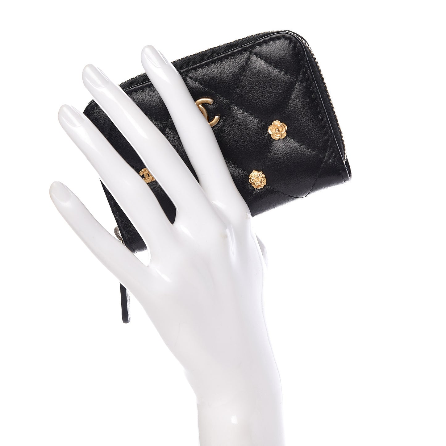 Lambskin Lucky Charms Zip Coin Purse Black