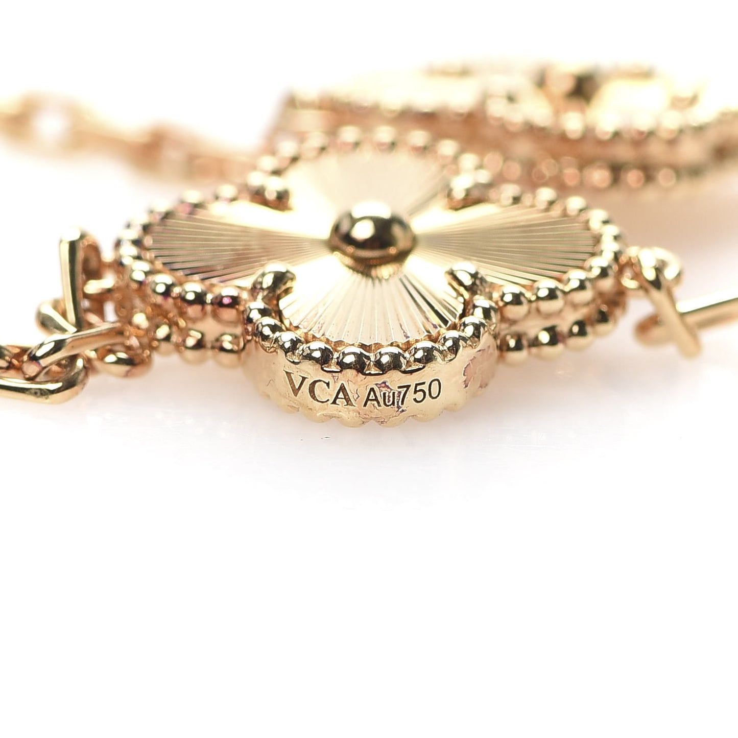 18K Yellow Gold 5 Motifs Guilloche Vintage Alhambra Bracelet