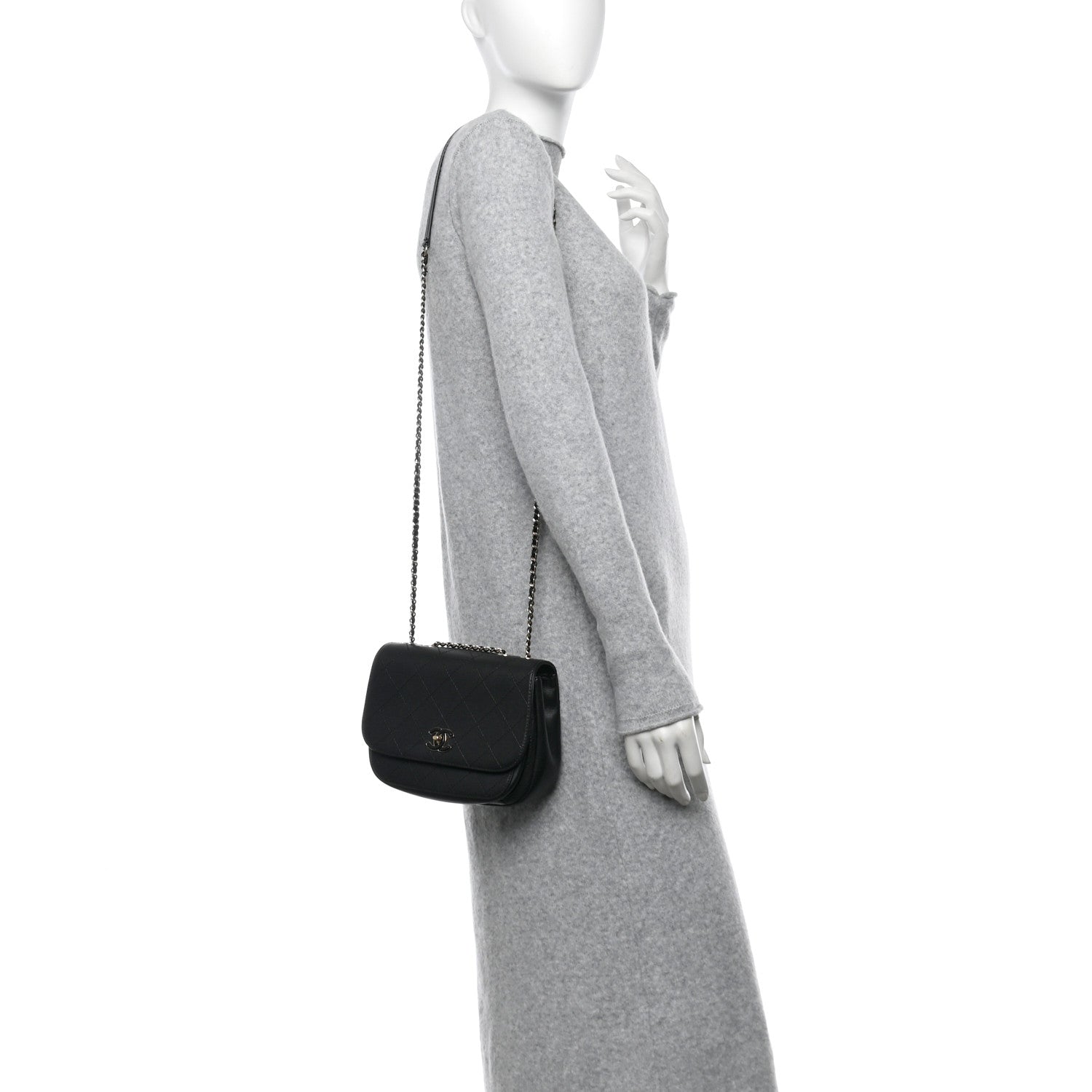 Chanel Calfskin Stitched Small Flap Bag Black 2 of 11