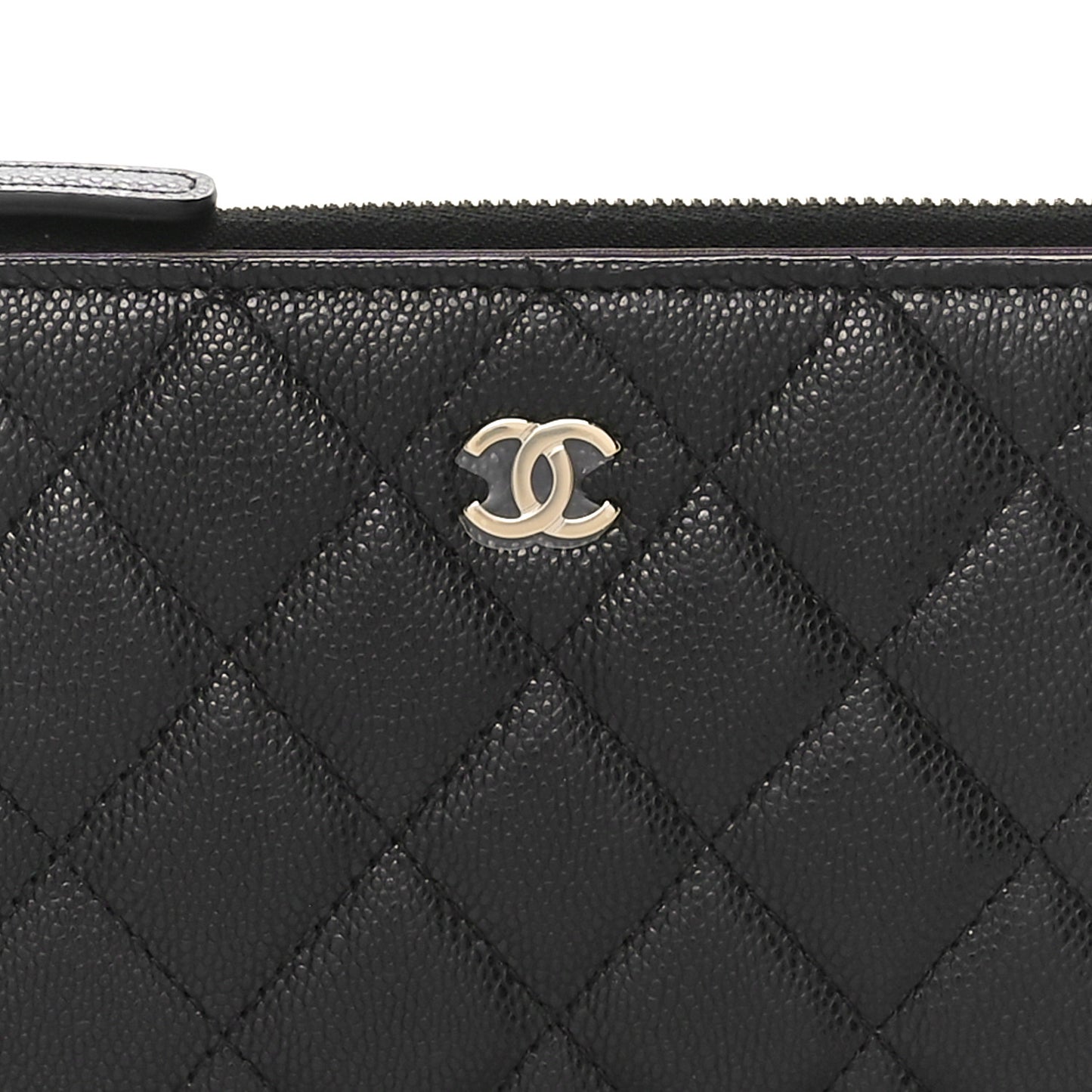 Caviar Quilted Long Zip Wallet Black