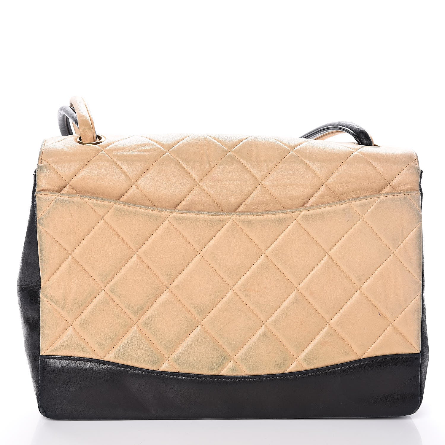 Chanel Lambskin Quilted Medium Single Flap Beige Black 18 of 26