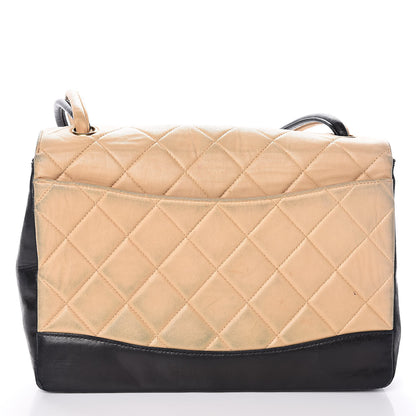 Chanel Lambskin Quilted Medium Single Flap Beige Black 18 of 26