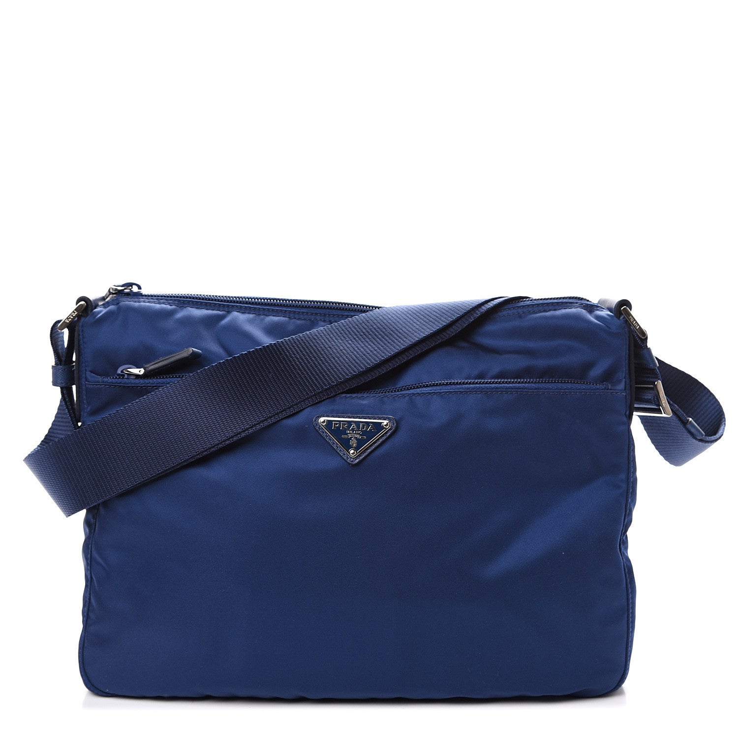 Prada Nylon Vela Saffiano Flat Messenger Bag Royal 1 of 11