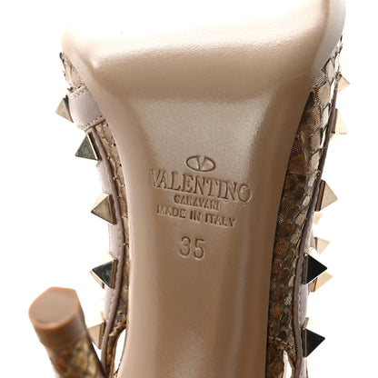 Valentino Garavani Metallic Elaphe Rockstud Ankle Strap 100mm Pumps 35 Gold Poudre 7 of 9
