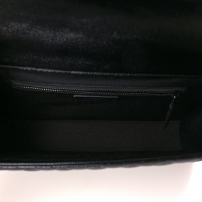 Saint Laurent Grain De Poudre Textured Mixed Matelasse Large Triquilt Monogram Monochrome Satchel Black 5 of 8