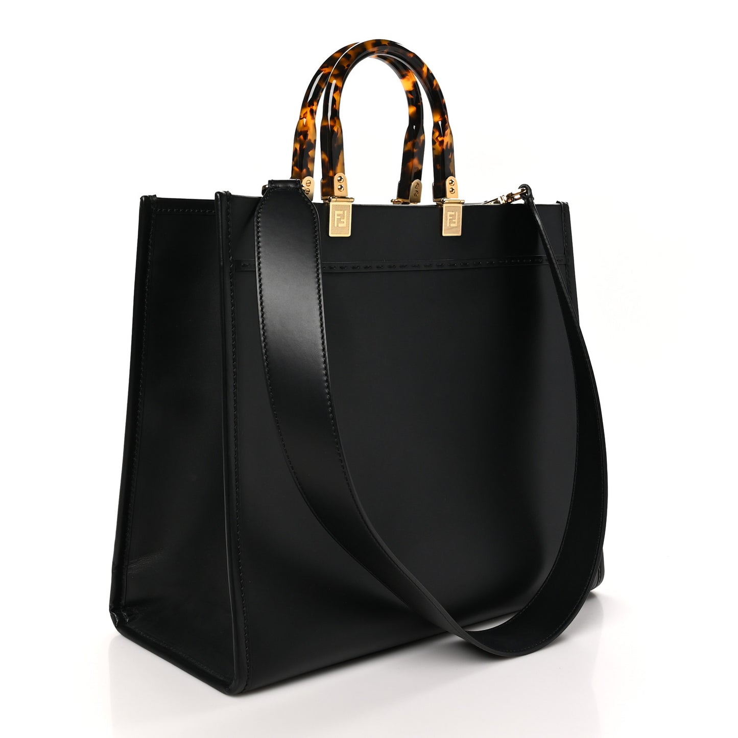 Vitello King Plexiglass Medium Fendi Sunshine Shopper Tote Black