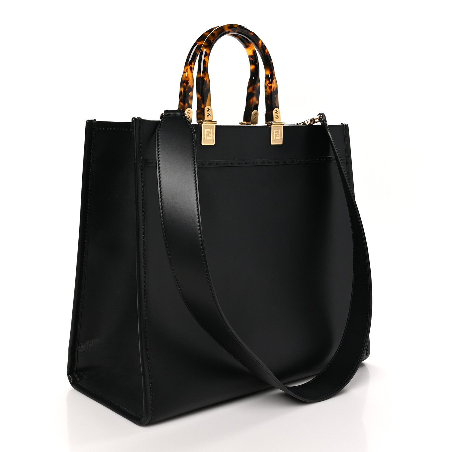 Fendi Vitello King Plexiglass Medium Fendi Sunshine Shopper Tote Black 3 of 9