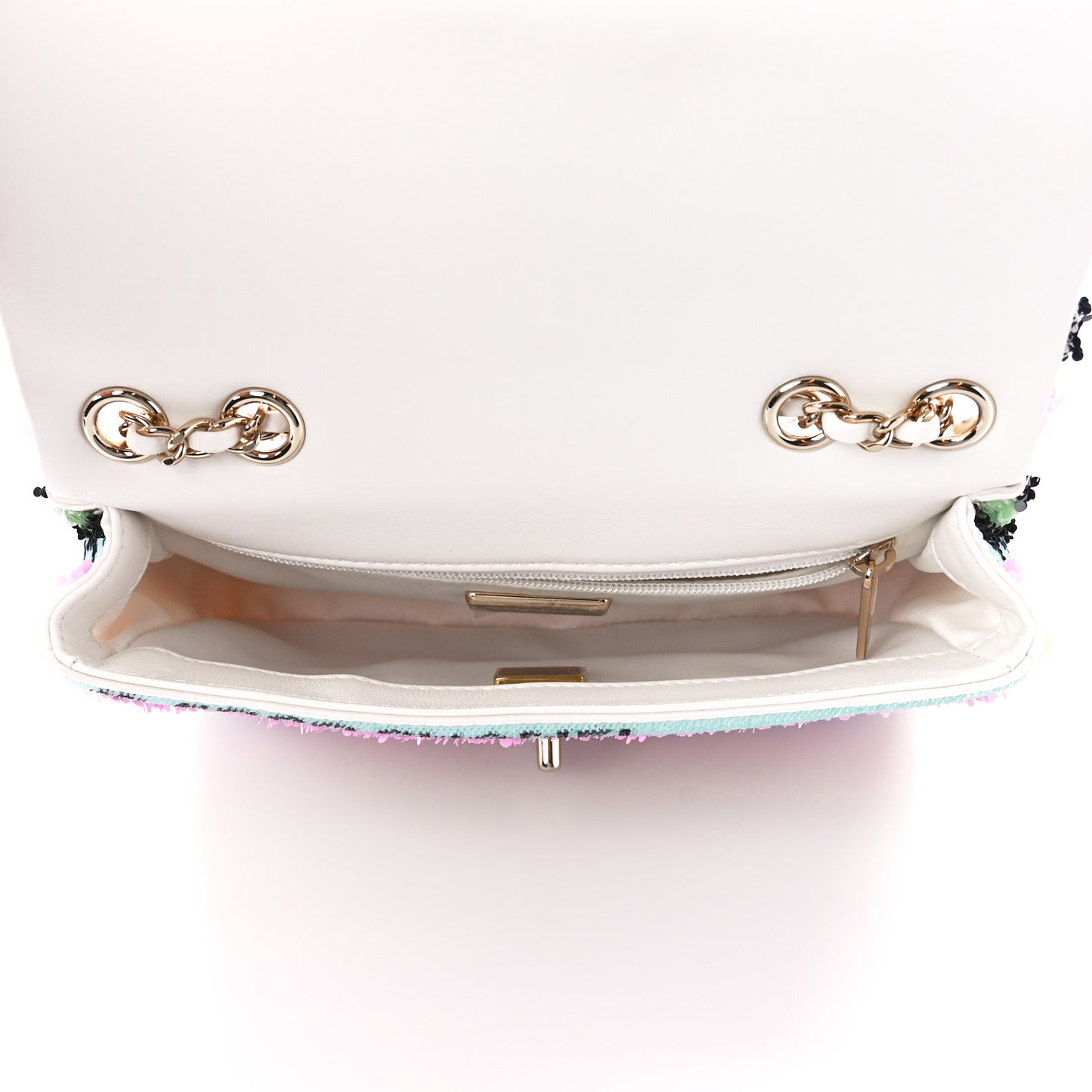 Sequin Logo Single Flap White Multicolor