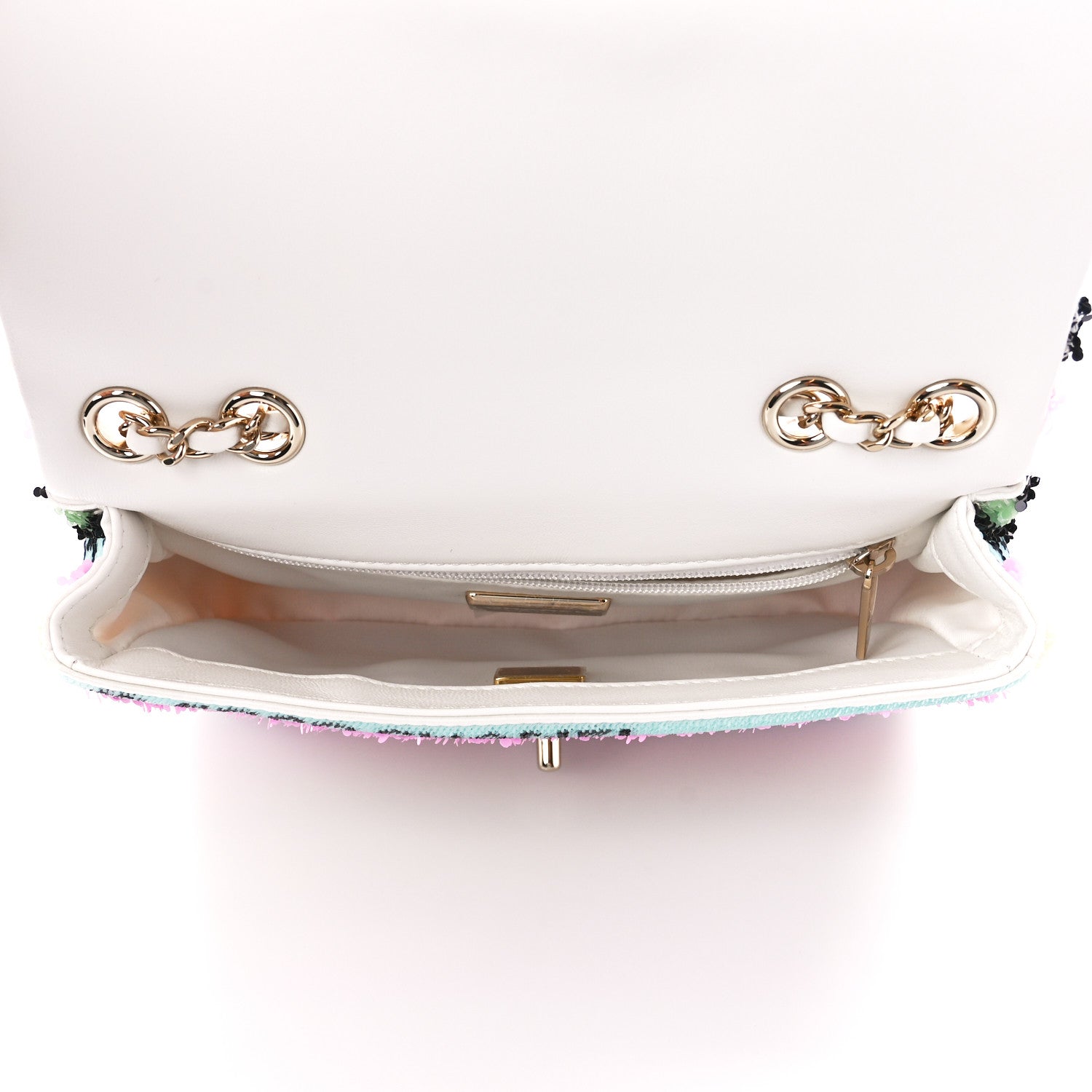 Chanel Sequin Logo Single Flap White Multicolor 5 of 12