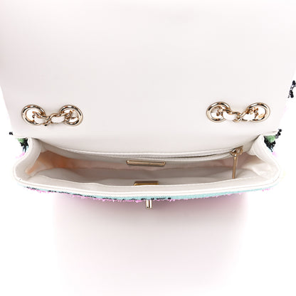 Chanel Sequin Logo Single Flap White Multicolor 5 of 12