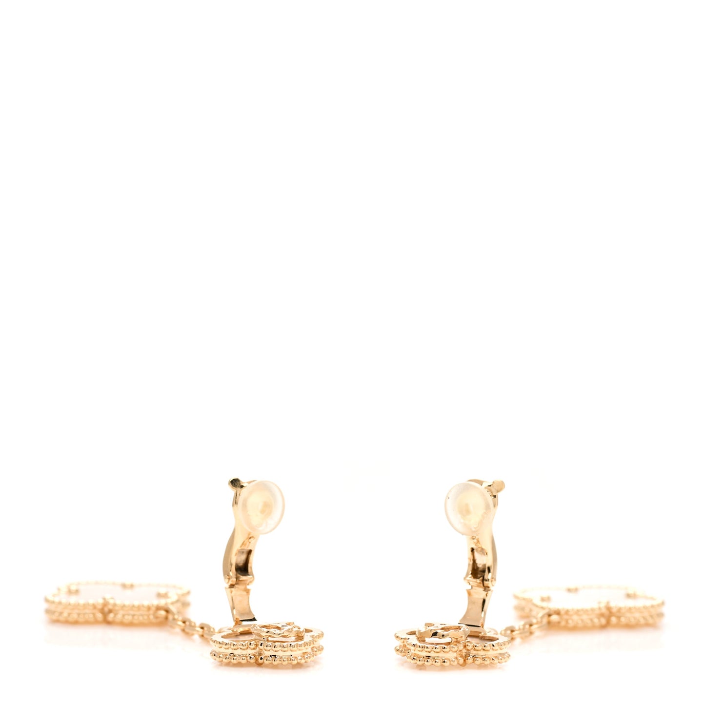 18K Yellow Gold Mother of Pearl 2 Motifs Magic Alhambra Earrings