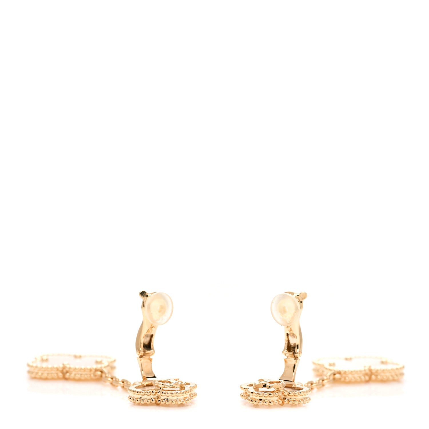 Van Cleef & Arpels 18K Yellow Gold Mother of Pearl 2 Motifs Magic Alhambra Earrings 4 of 5