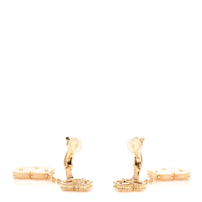 Van Cleef & Arpels 18K Yellow Gold Mother of Pearl 2 Motifs Magic Alhambra Earrings 4 of 5
