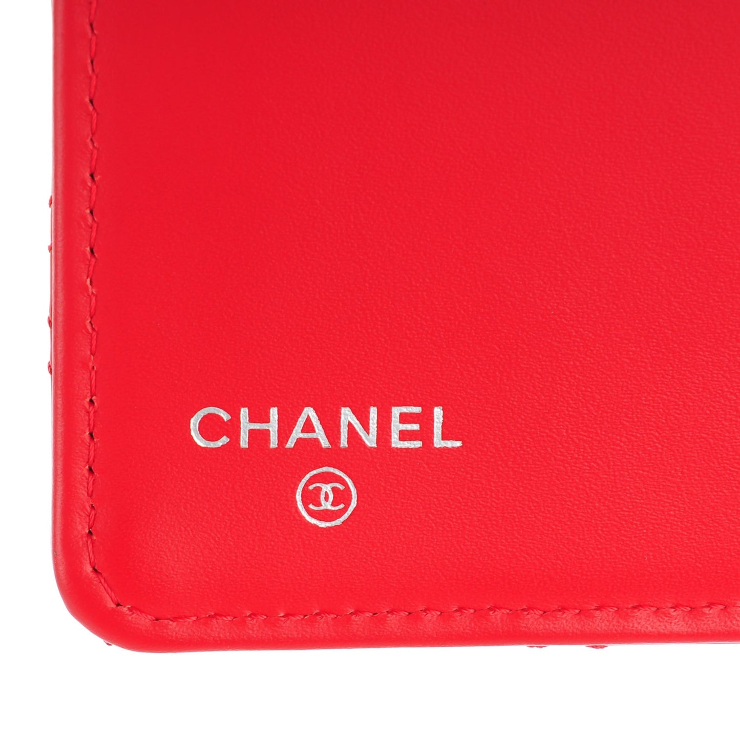 Patent Calfskin Quilted Double Stitch Yen Wallet Red