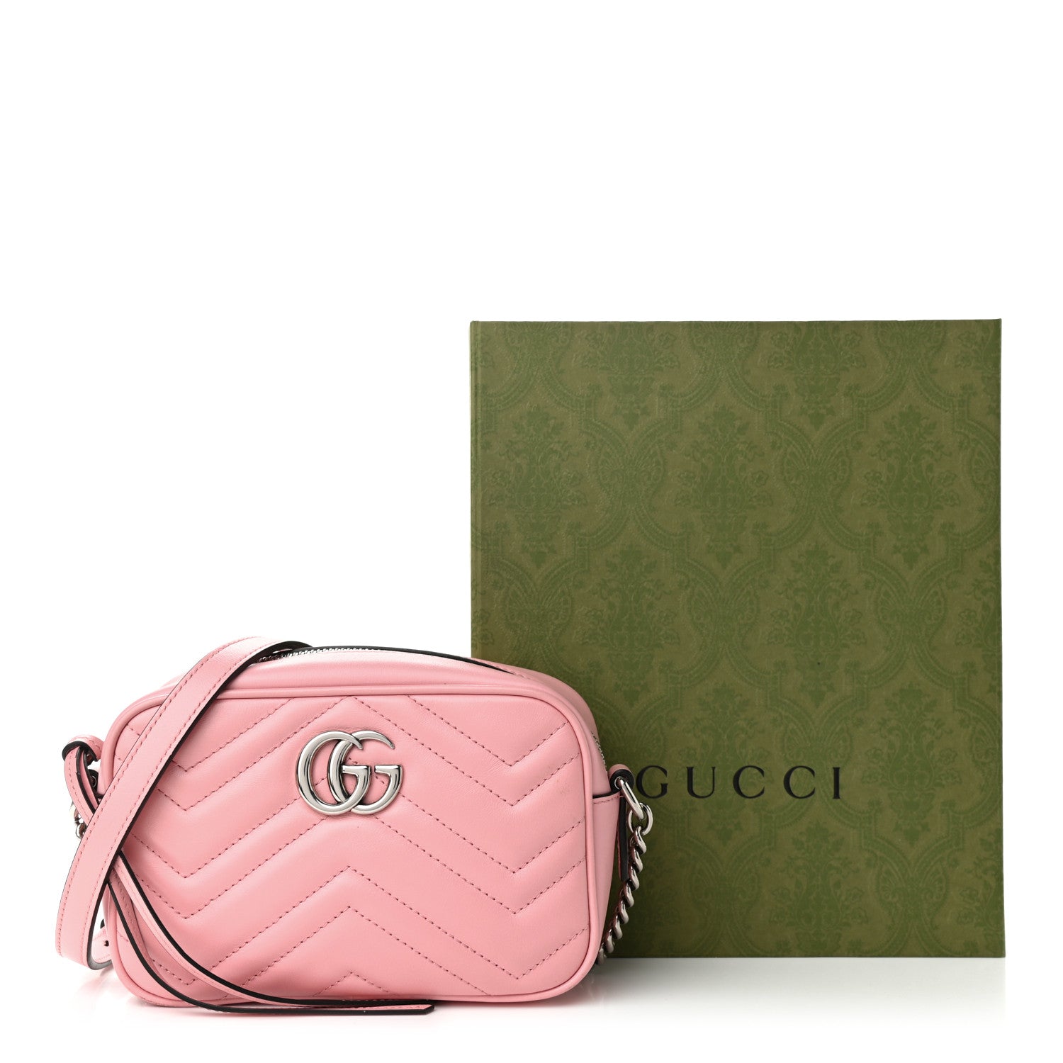 Gucci Calfskin Matelasse Mini GG Marmont Chain Shoulder Bag Wild Rose 13 of 13
