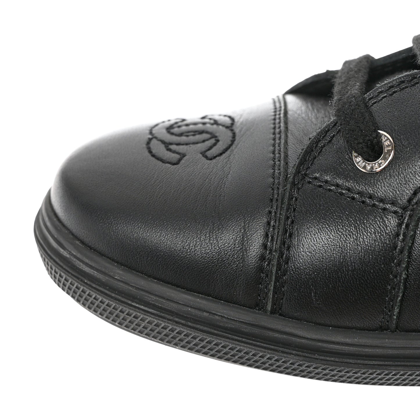 Calfskin Mens CC Cap Toe Sneakers 40 Black