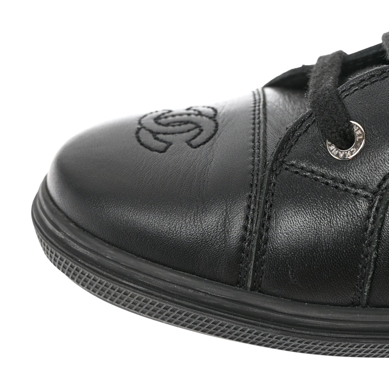 Chanel Calfskin Mens CC Cap Toe Sneakers 40 Black 12 of 12