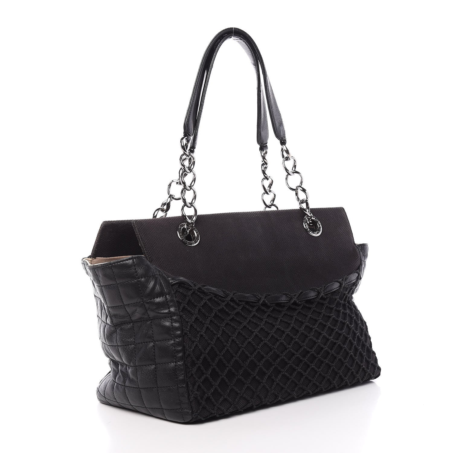 Chanel Lambskin Canvas Chocolate Bar CC Shopping Tote Black 4 of 14