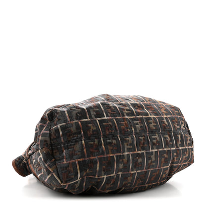 Fendi Zucca Calfskin Crocodile Embossed Large Chef Shopper Tote Tobacco 4 of 11