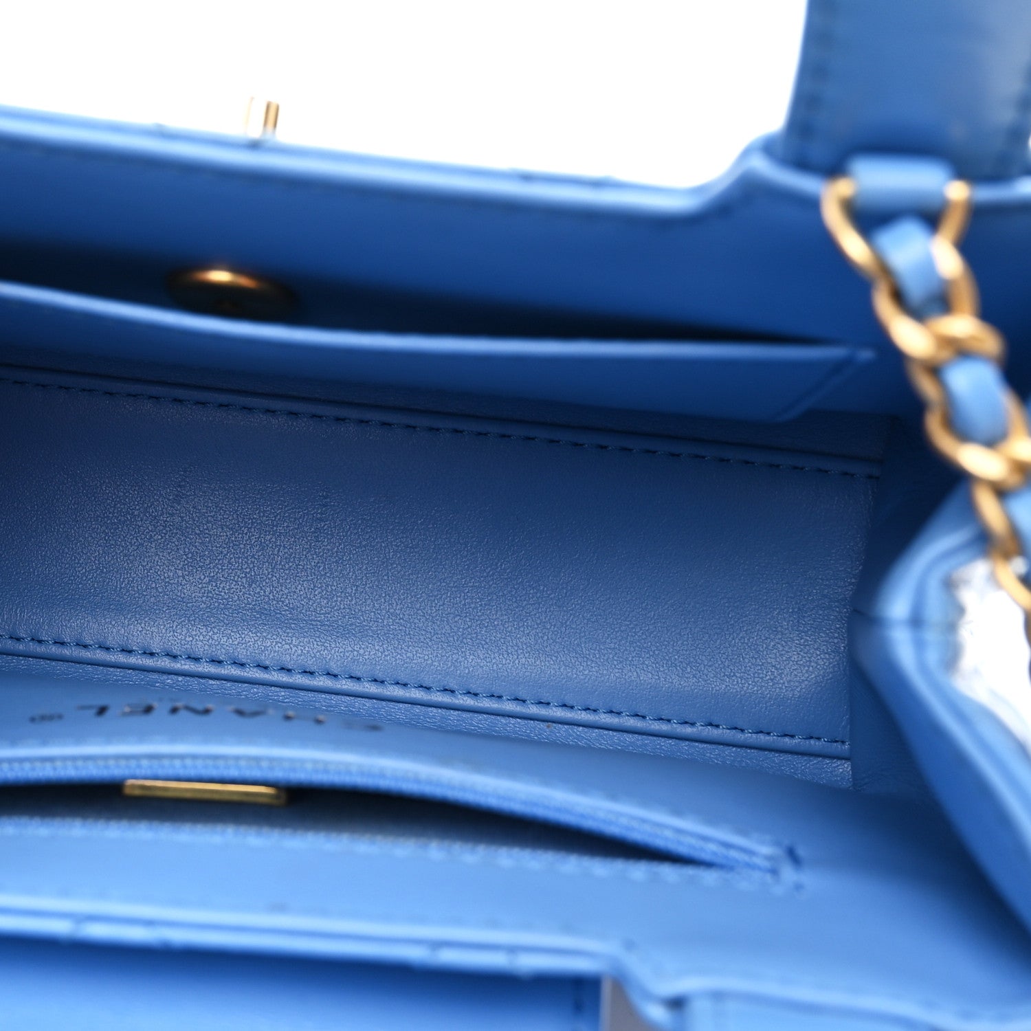 Chanel Shiny Aged Calfskin Quilted Nano Kelly Shopper Blue 5 of 11