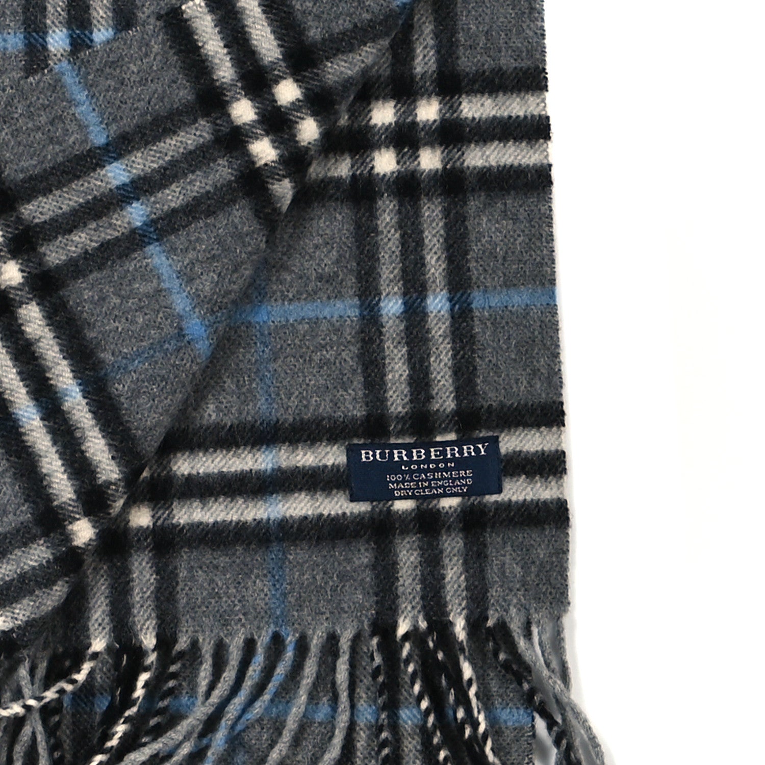 Burberry Cashmere Classic Check Fringe Scarf Grey 3 of 3