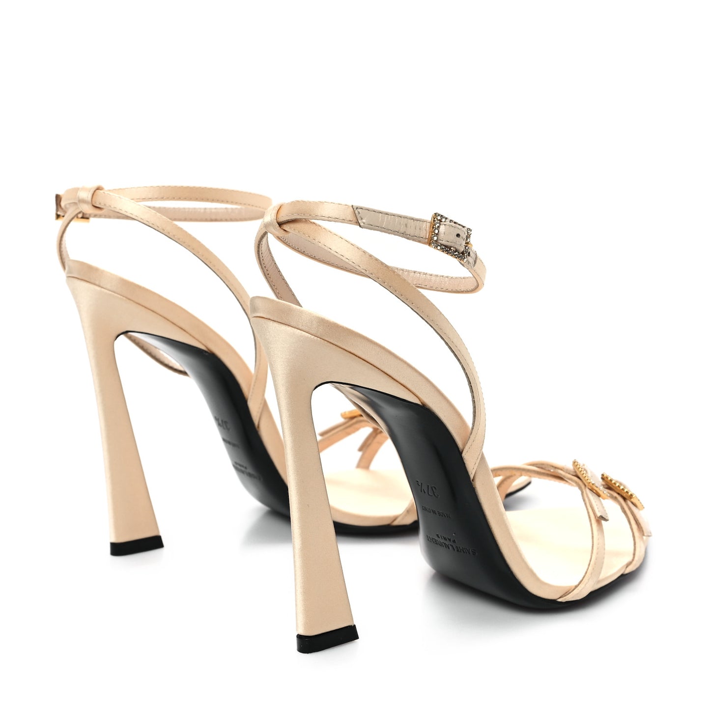 Crepe Satin Crystal New Nuit 110 Sandals 37.5 Soft Nude