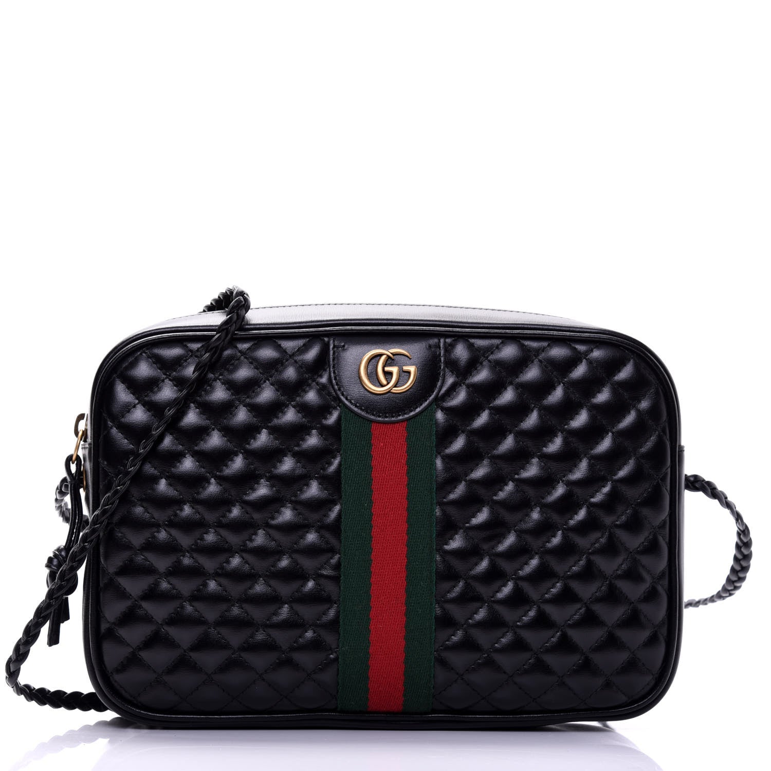 Gucci Calfskin Web Trapuntata Small GG Shoulder Bag Black 1 of 12