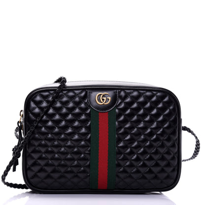 Gucci Calfskin Web Trapuntata Small GG Shoulder Bag Black 1 of 12