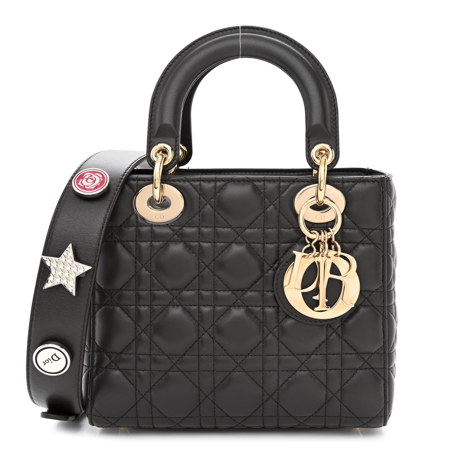 Christian Dior Lambskin Cannage Small Lucky Badges My Lady Dior Dark Grey 1 of 11