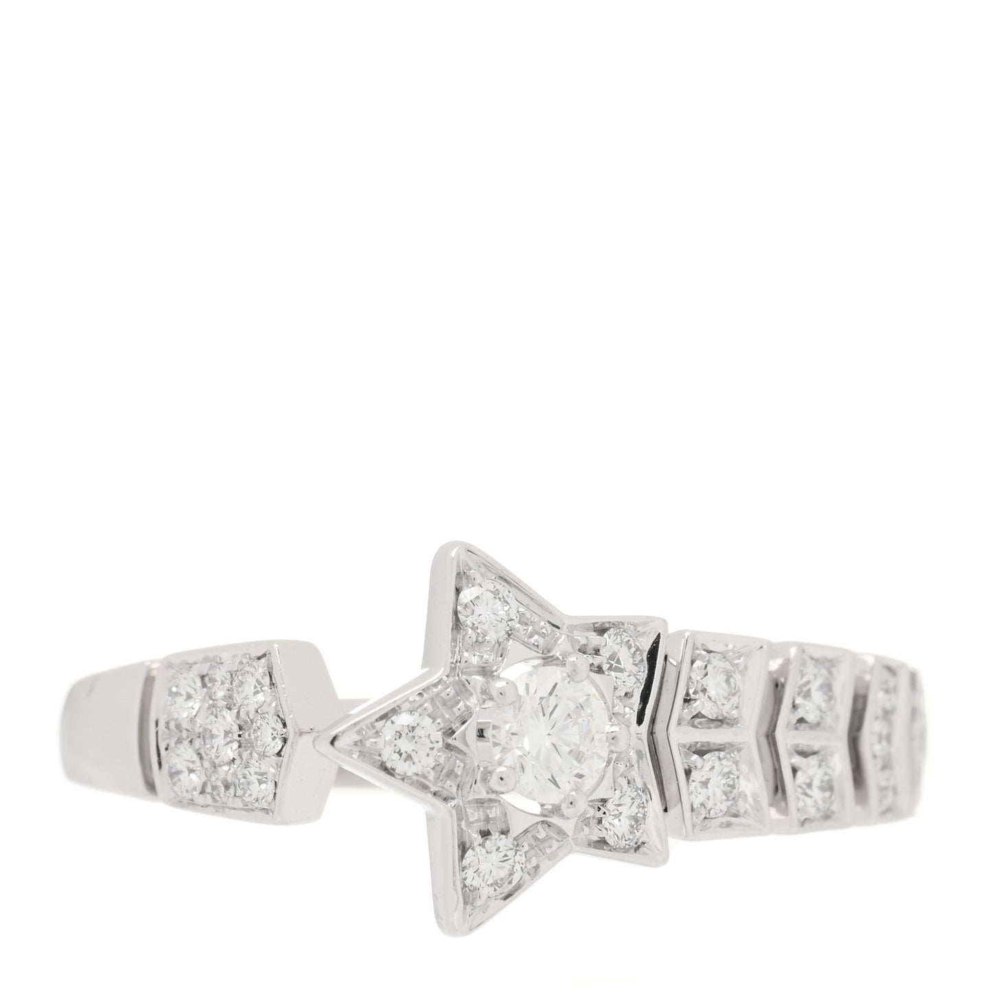 18K White Gold Diamond Comete Chevron Ring 58 8.25