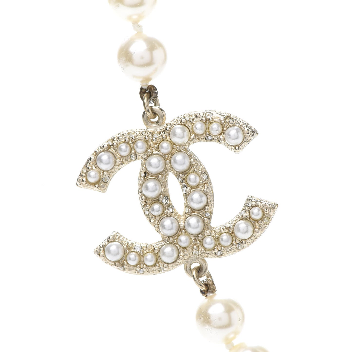 Pearl CC 100th Anniversary Necklace Light Gold