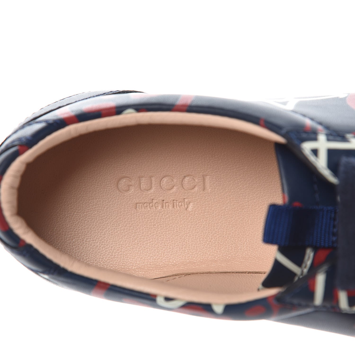 Gucci Calfskin GucciGhost Print Womens Low Top Sneakers 36 Blue Agata Hibiscus Red 6 of 10