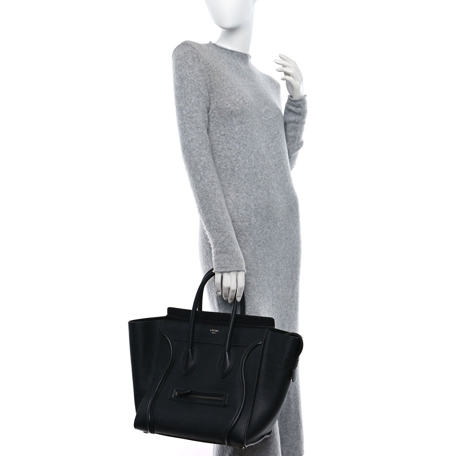 Celine Drummed Calfskin Mini Luggage Black 2 of 13