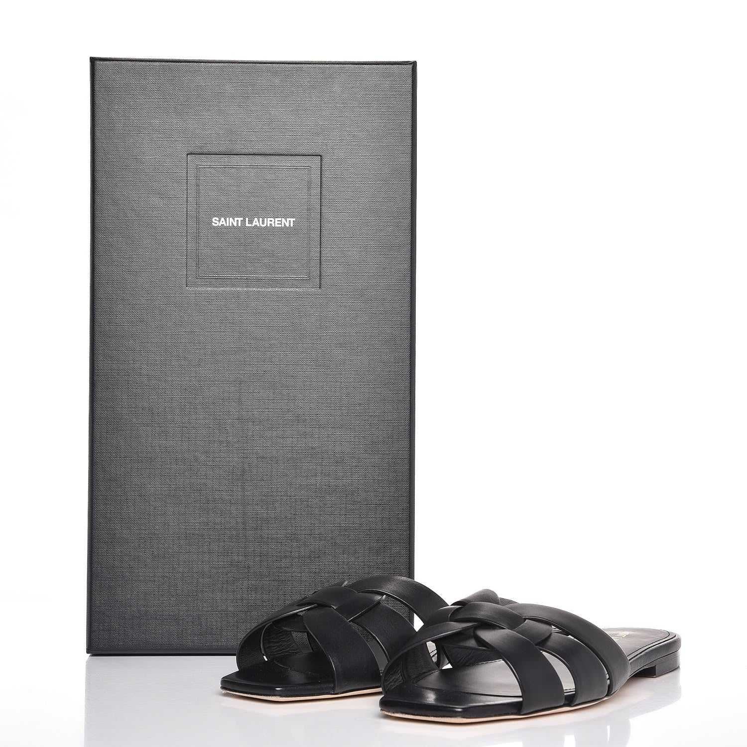 Saint Laurent Calfskin Nu Pied 05 Slide Sandals 38.5 Black 12 of 12