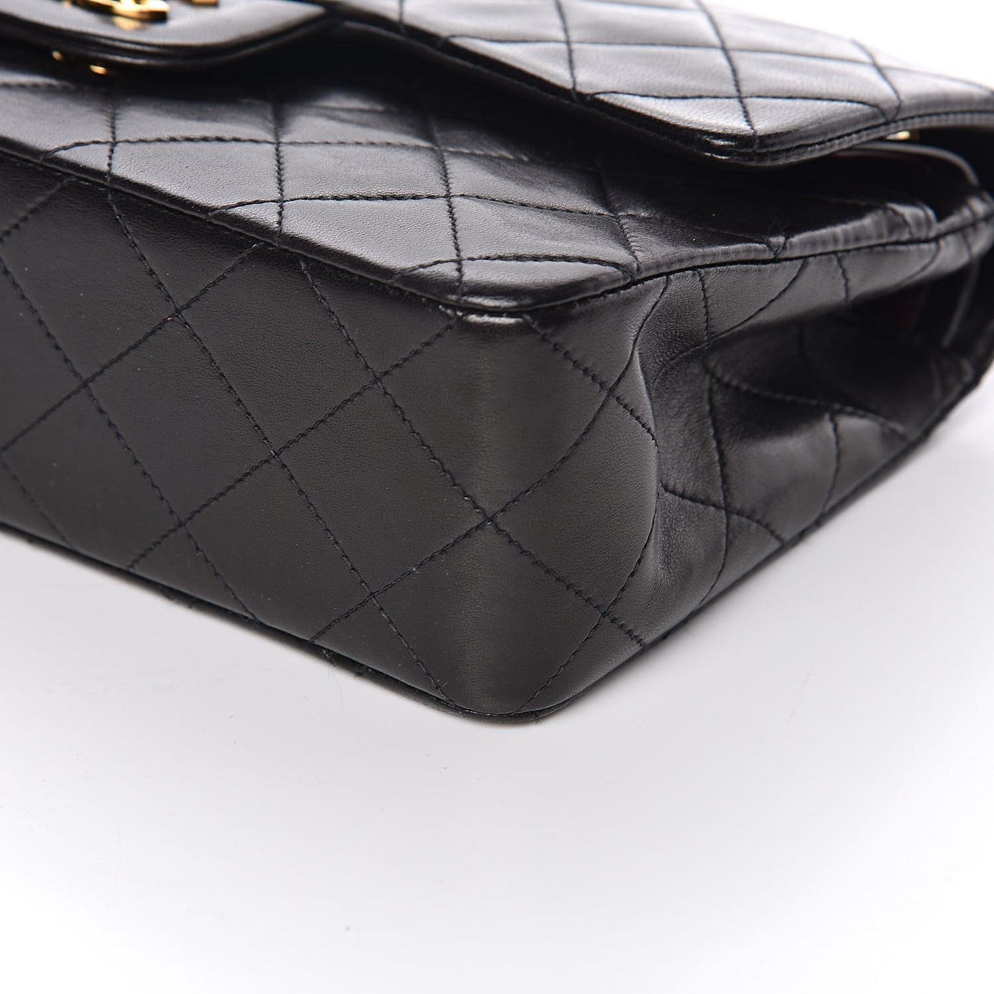Lambskin Quilted Small Double Flap Black