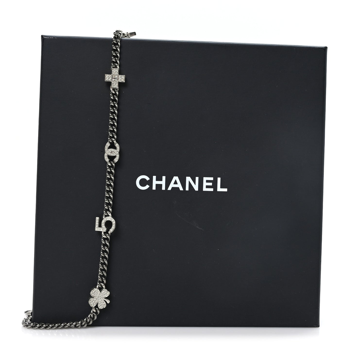 Crystal CC Lucky Symbols Choker Necklace Silver