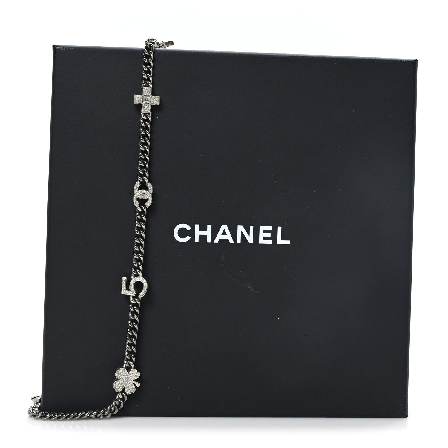Chanel Crystal CC Lucky Symbols Choker Necklace Silver 5 of 5