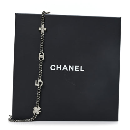 Chanel Crystal CC Lucky Symbols Choker Necklace Silver 5 of 5