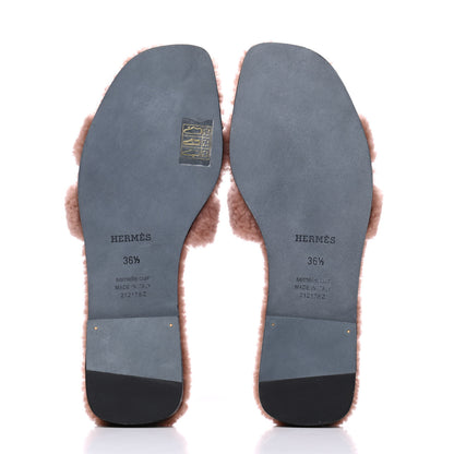 Hermes Woolskin Oran Sandals 36.5 Rose Aube 5 of 8