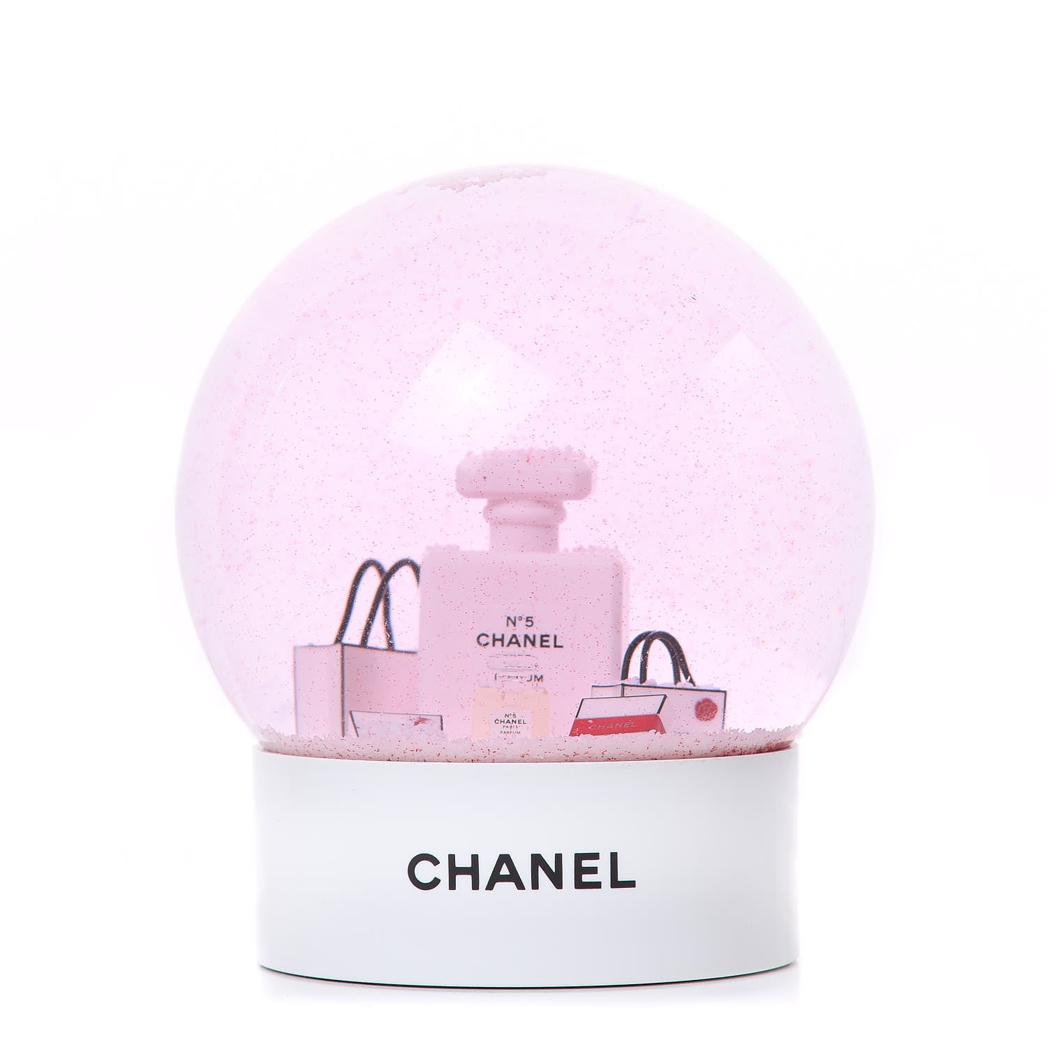 Chanel Glass N°5 Perfume Bottle Snow Globe Pink 1 of 5