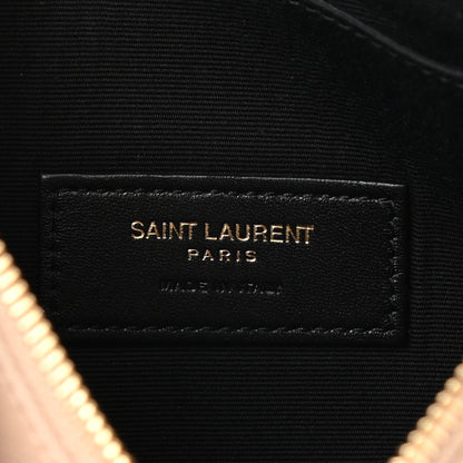 Saint Laurent Grain De Poudre Chevron Monogram Bill Pouch Dark Beige 7 of 9