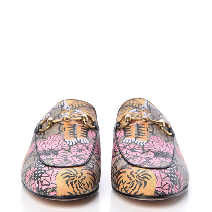 Gucci GG Supreme Monogram Bengal Womens Princetown Slippers 34 Beige Crop Pink 2 of 9