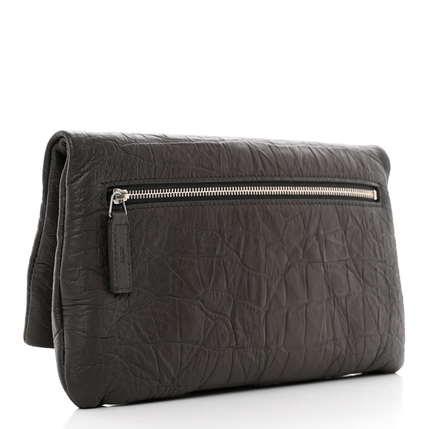 Crocodile Embossed Calfskin West Hollywood Monogram Fold Over Clutch Earth